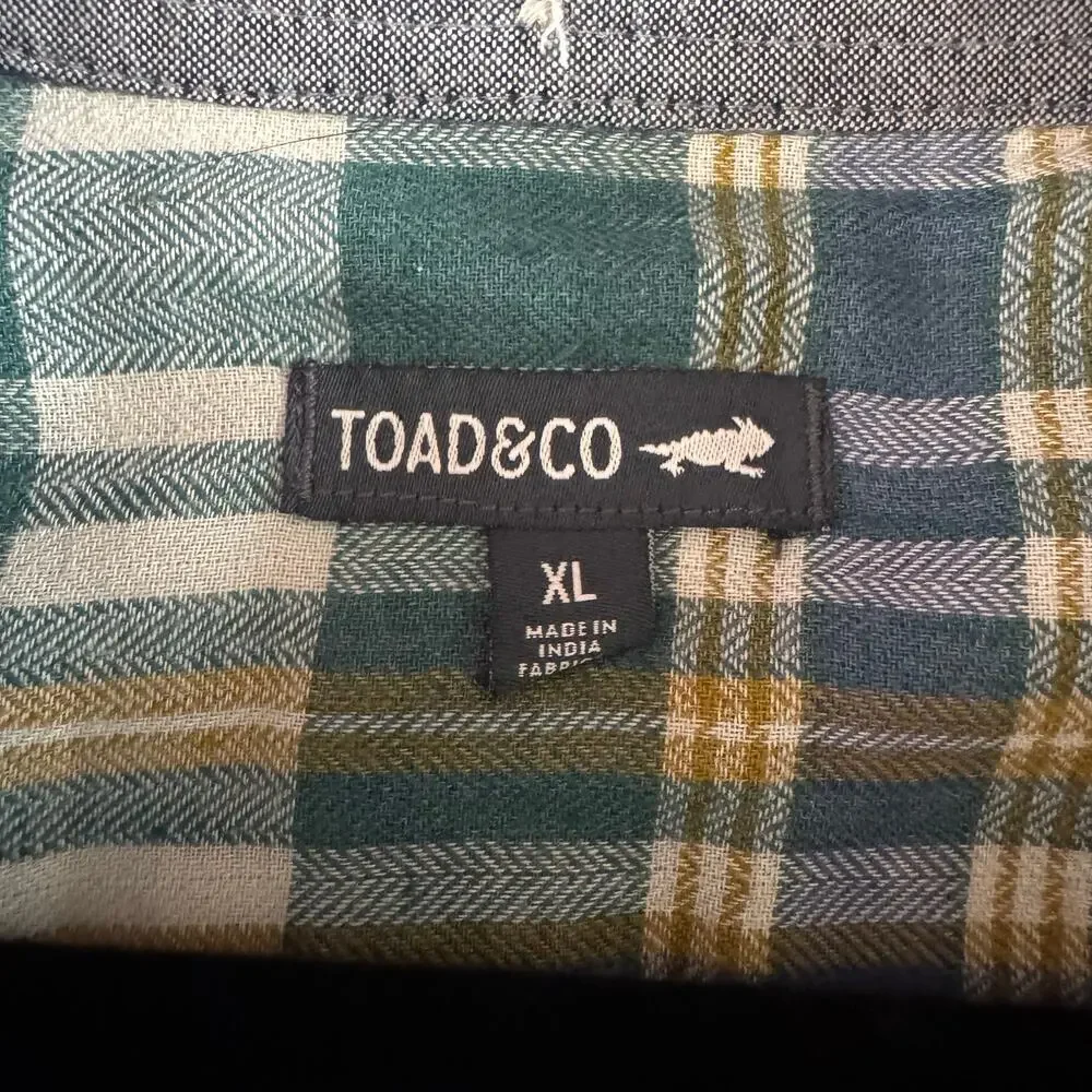 TOAD & CO Shirt XL Airsmyth Lightweight Plaid Flannel Button‎ Down Recycled